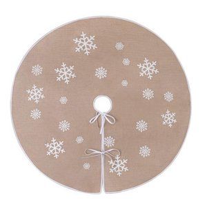 Yesland 48 Inch Burlap Snowflake Christmas Tree Skirt - Large Tree Holiday Decor